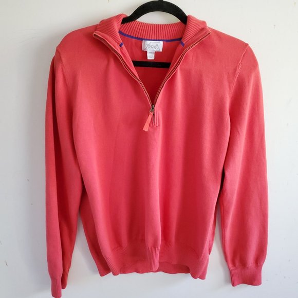 Foxcroft Supima Cotton Half Zip Sweater 2X Coral Orange Mock Neck Pullover Soft - Picture 2 of 12